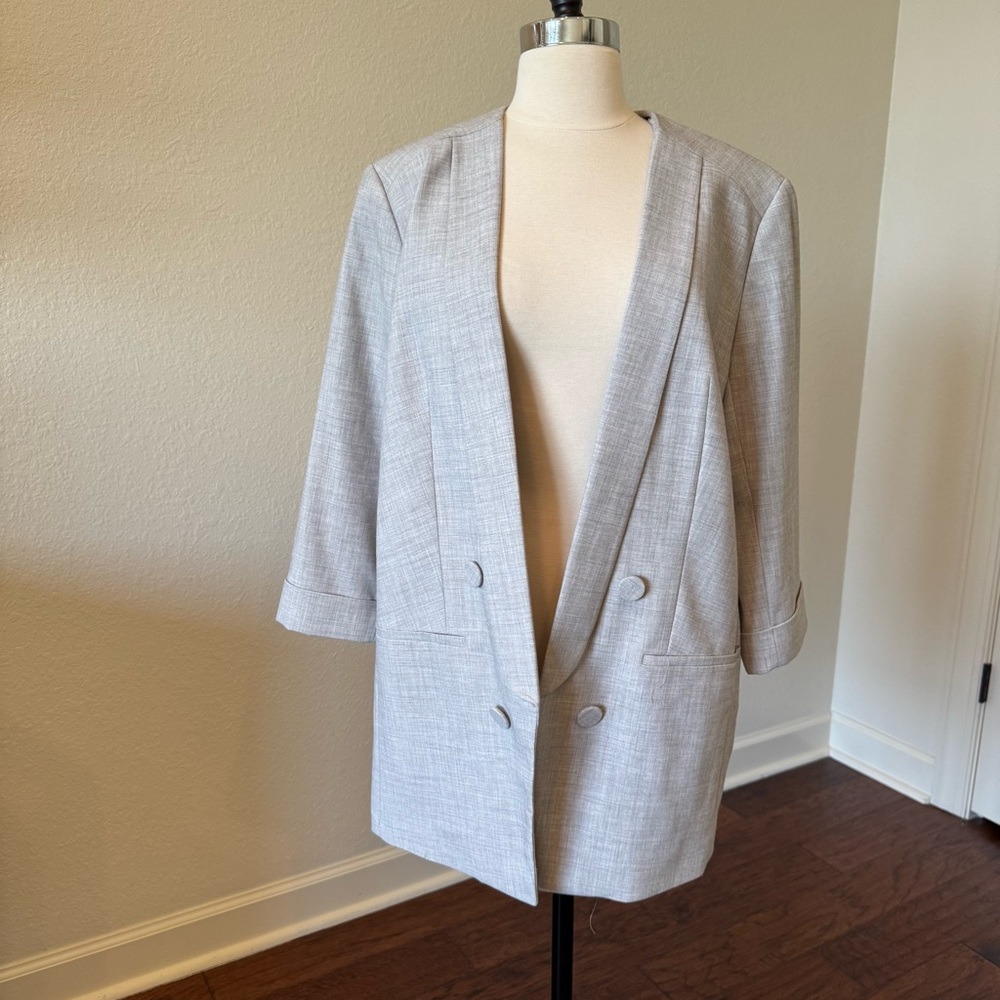 EXPRESS Gray Double-Breasted Blazer